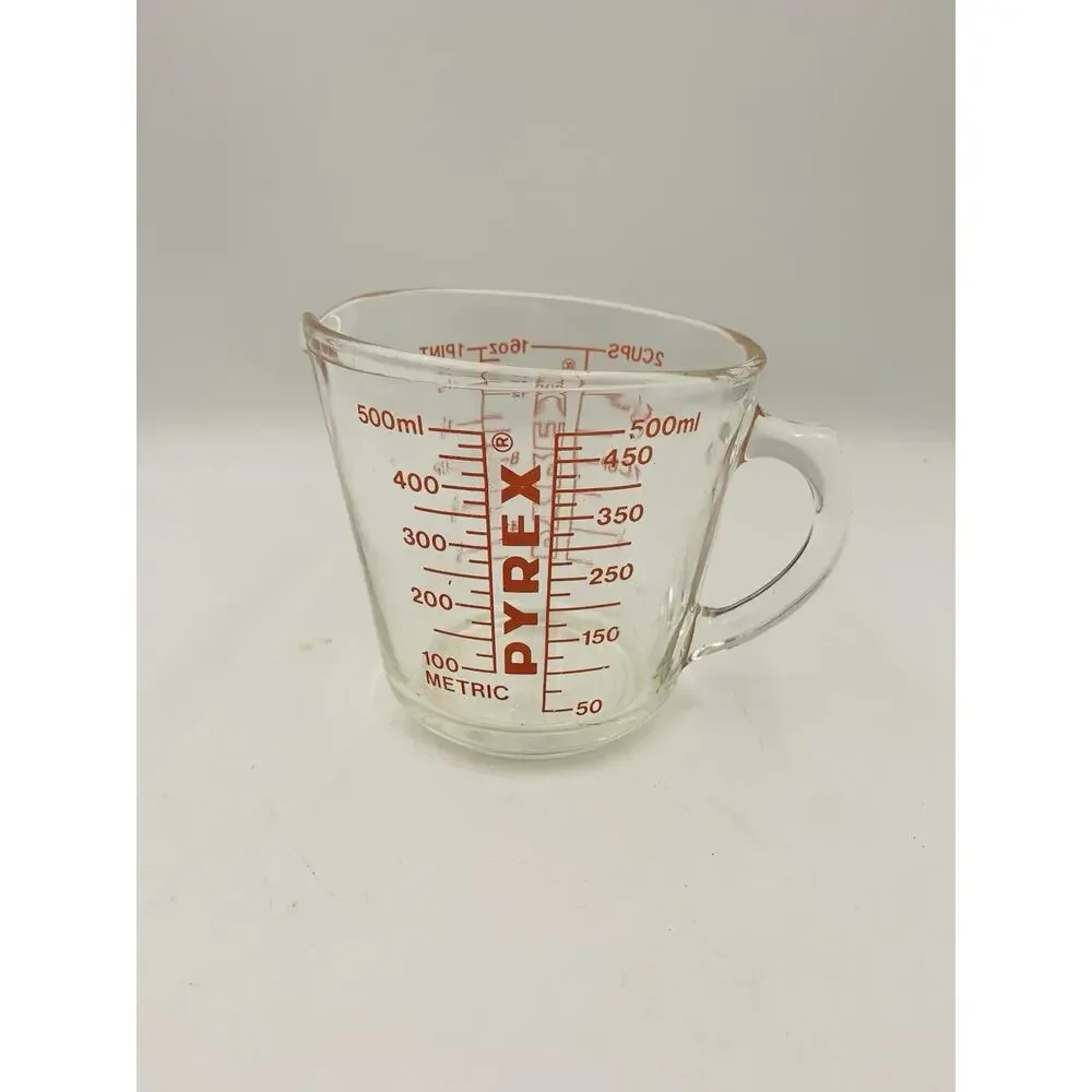 VTG Pyrex 532 Measuring Cup 1 Quart 4 Cup 32 oz Red Letter D-Handle Metric USA
